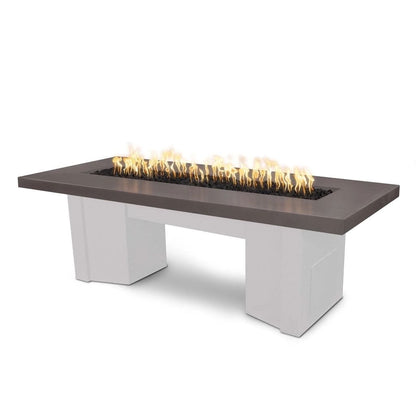 The Outdoor Plus 60" Alameda GFRC Smooth Concrete Top Rectangle Natural Gas Fire Pit Table - Match Lit with Flame Sense System