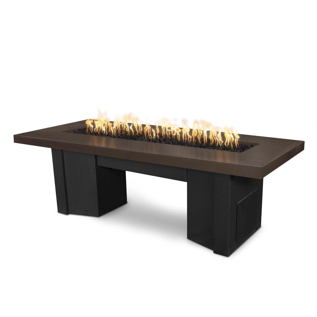 The Outdoor Plus 60" Alameda GFRC Smooth Concrete Top Rectangle Natural Gas Fire Pit Table - Match Lit with Flame Sense System