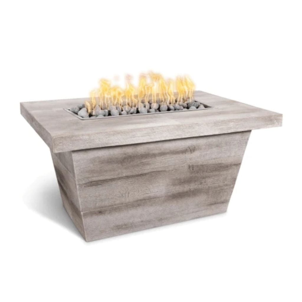 The Outdoor Plus 60" Carson GFRC Wood Grain Concrete Rectangle Gas Fire Pit - 24" tall