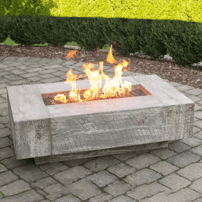 The Outdoor Plus 60" Coronado GFRC Wood Grain Concrete Rectangle Gas Fire Pit