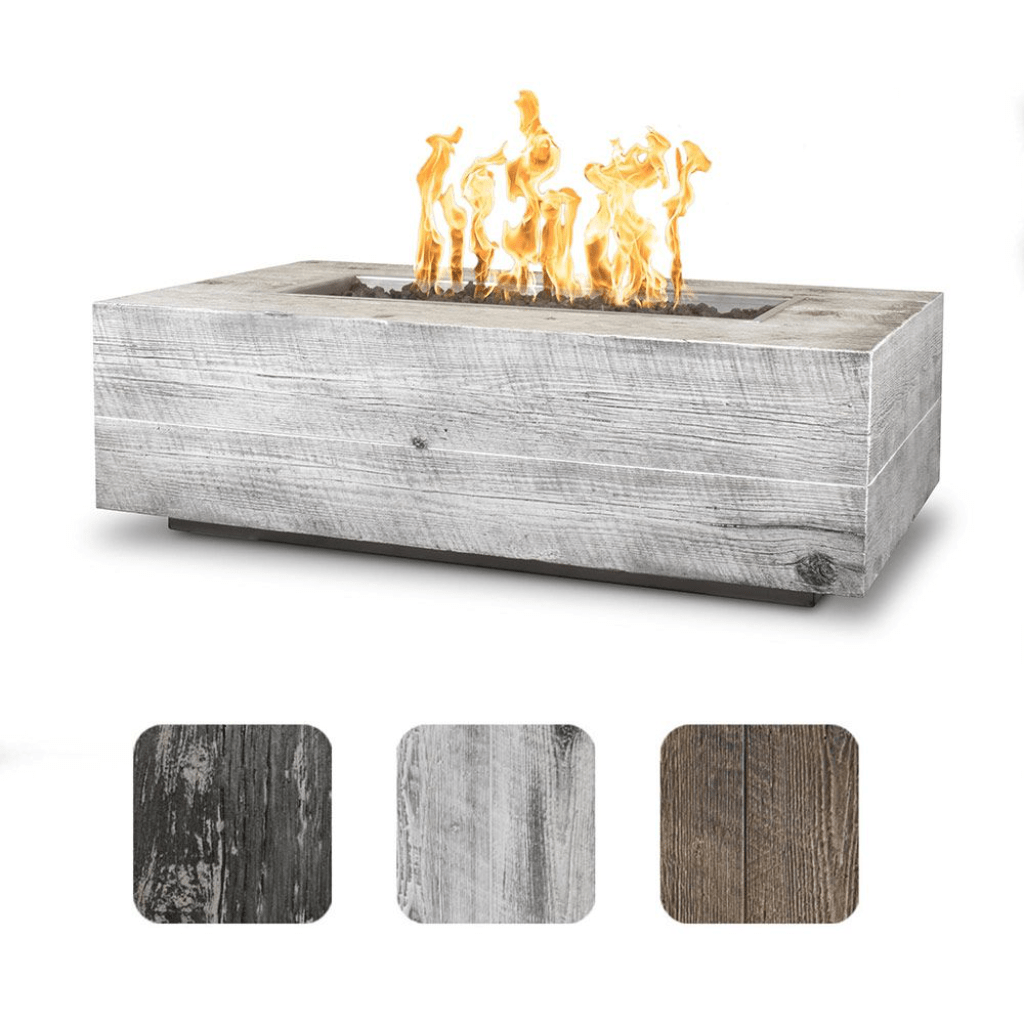 The Outdoor Plus 60" Coronado GFRC Wood Grain Concrete Rectangle Gas Fire Pit