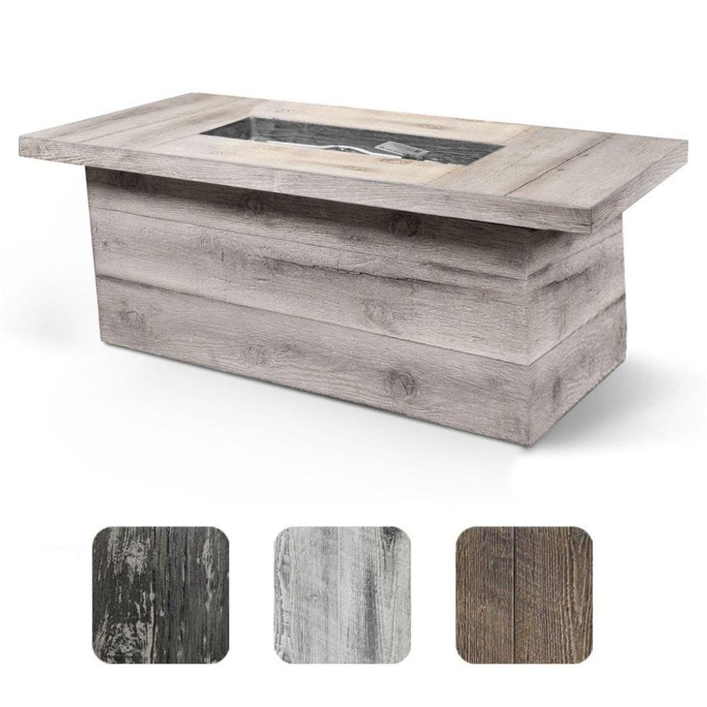 The Outdoor Plus 60" Grove GFRC Wood Grain Concrete Rectangle Gas Fire Pit Table