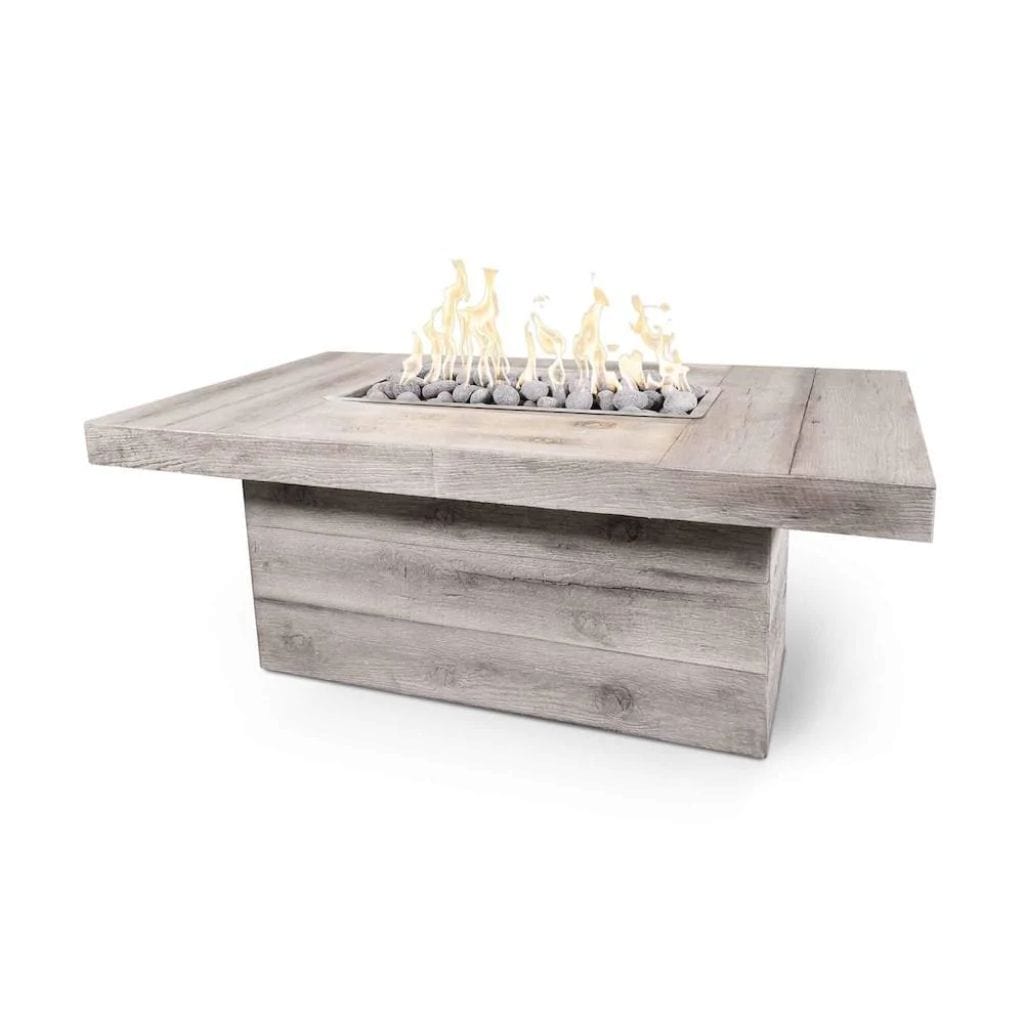 The Outdoor Plus 60" Grove GFRC Wood Grain Concrete Rectangle Gas Fire Pit Table