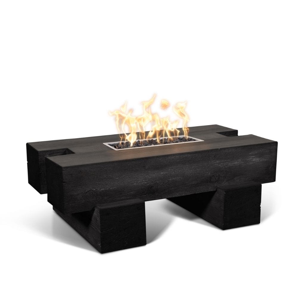 The Outdoor Plus 60" Palo GFRC Wood Grain Concrete Rectangle Gas Fire Pit Table