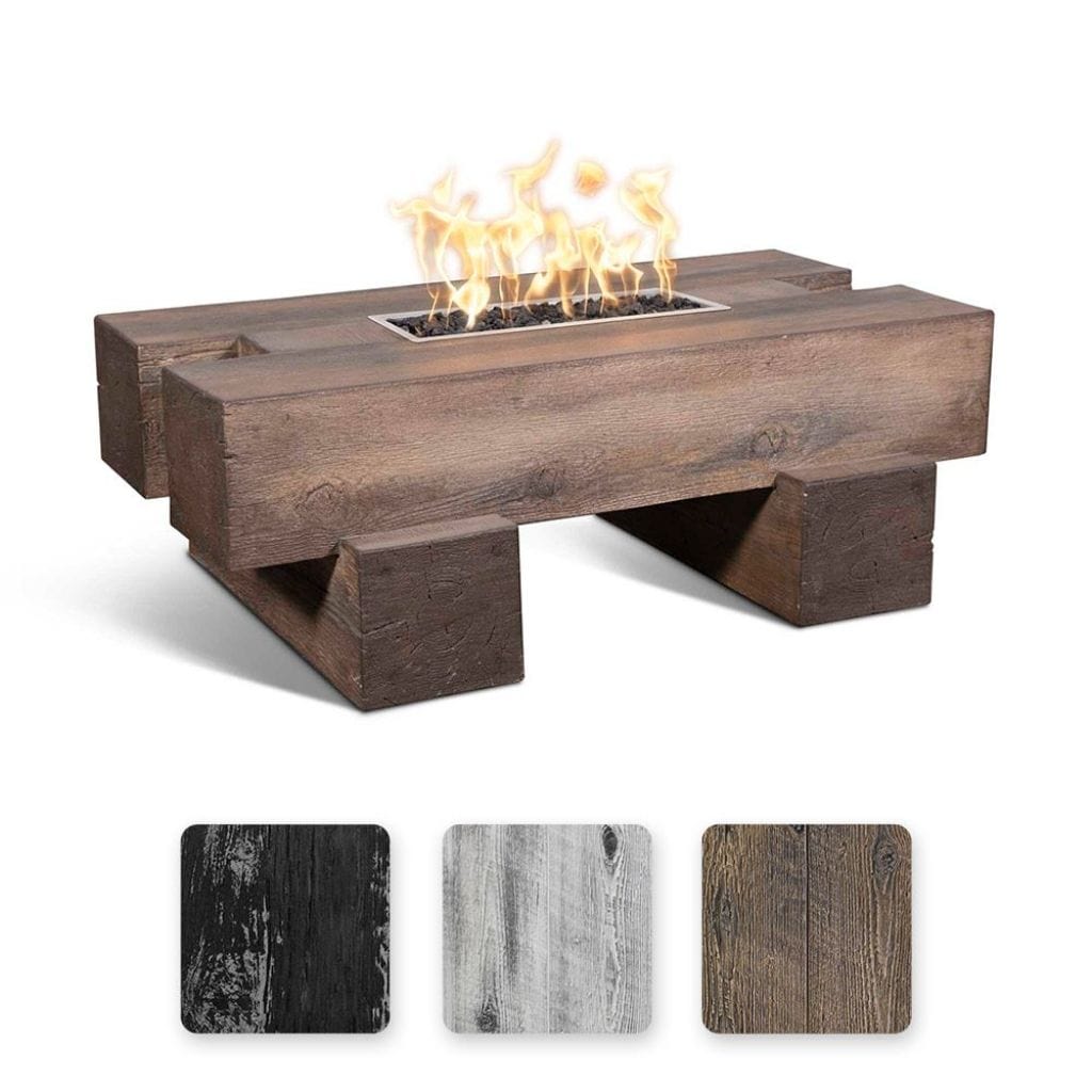 The Outdoor Plus 60" Palo GFRC Wood Grain Concrete Rectangle Gas Fire Pit Table