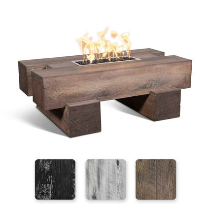 The Outdoor Plus 60" Palo GFRC Wood Grain Concrete Rectangle Gas Fire Pit Table