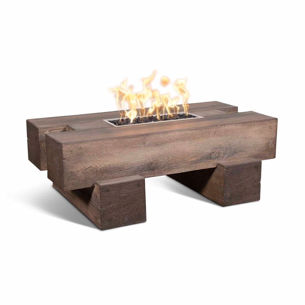 The Outdoor Plus 60" Palo GFRC Wood Grain Concrete Rectangle Gas Fire Pit Table