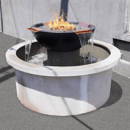 The Outdoor Plus 60" Sedona GFRC Concrete 4 Way Spill Round Fire and Water Bowl