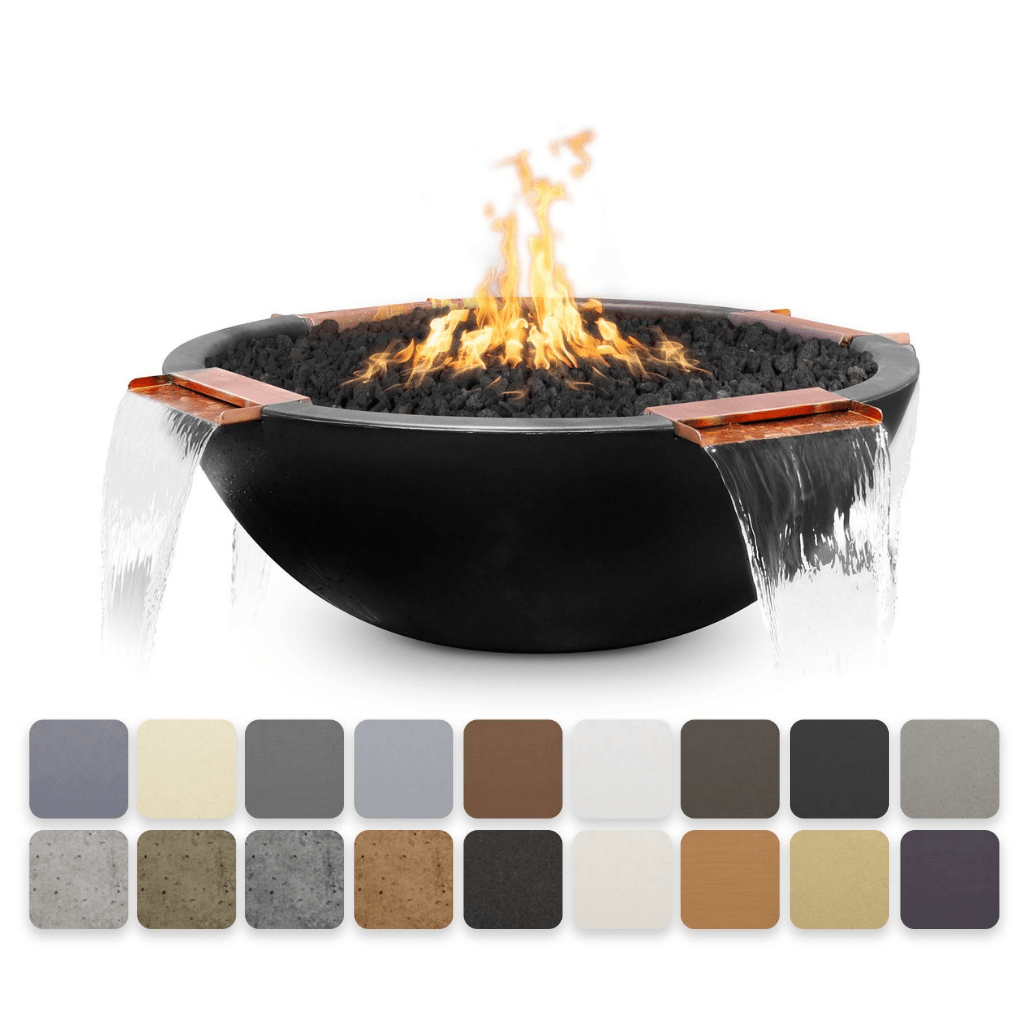 The Outdoor Plus 60" Sedona GFRC Concrete 4 Way Spill Round Fire and Water Bowl