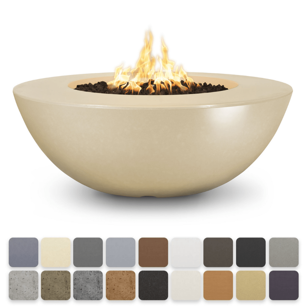 The Outdoor Plus 60" Sedona Wide Ledge GFRC Concrete Round Liquid Propane Fire Pit