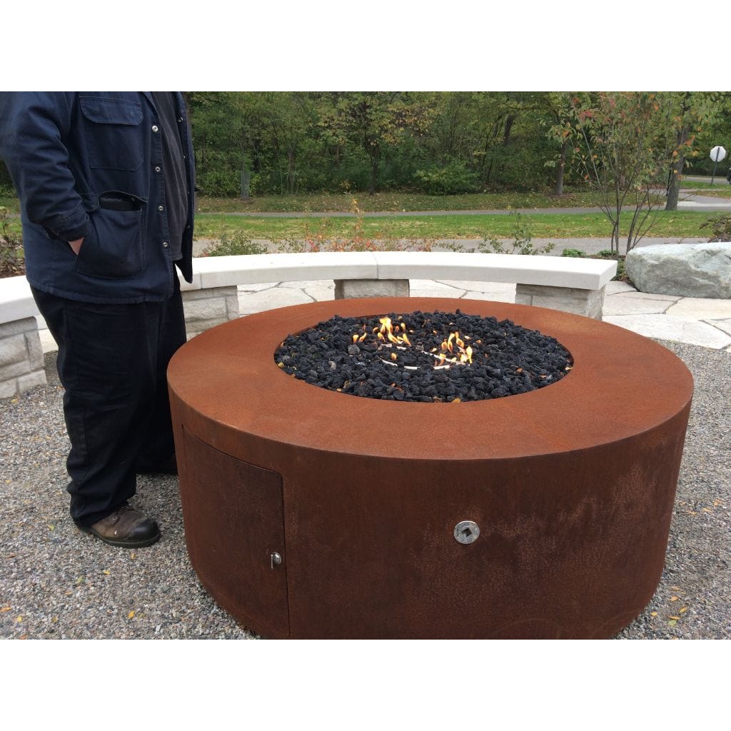 The Outdoor Plus 60" Unity Copper & Corten Steel & Stainless Steel Round Fire Pit - 24" Tall