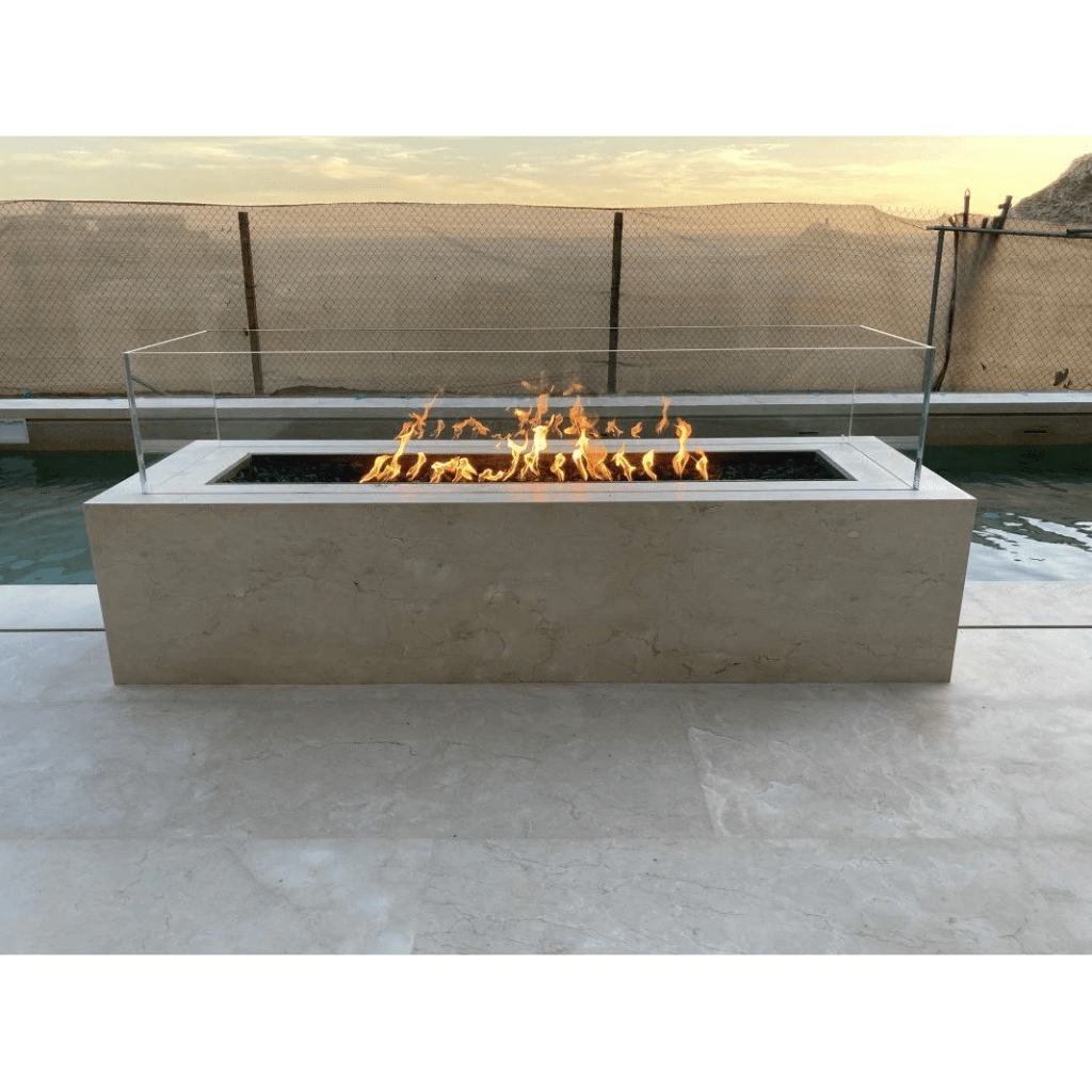 The Outdoor Plus 66" Cabo Linear GFRC Concrete Rectangle Natural Gas Fire Pit