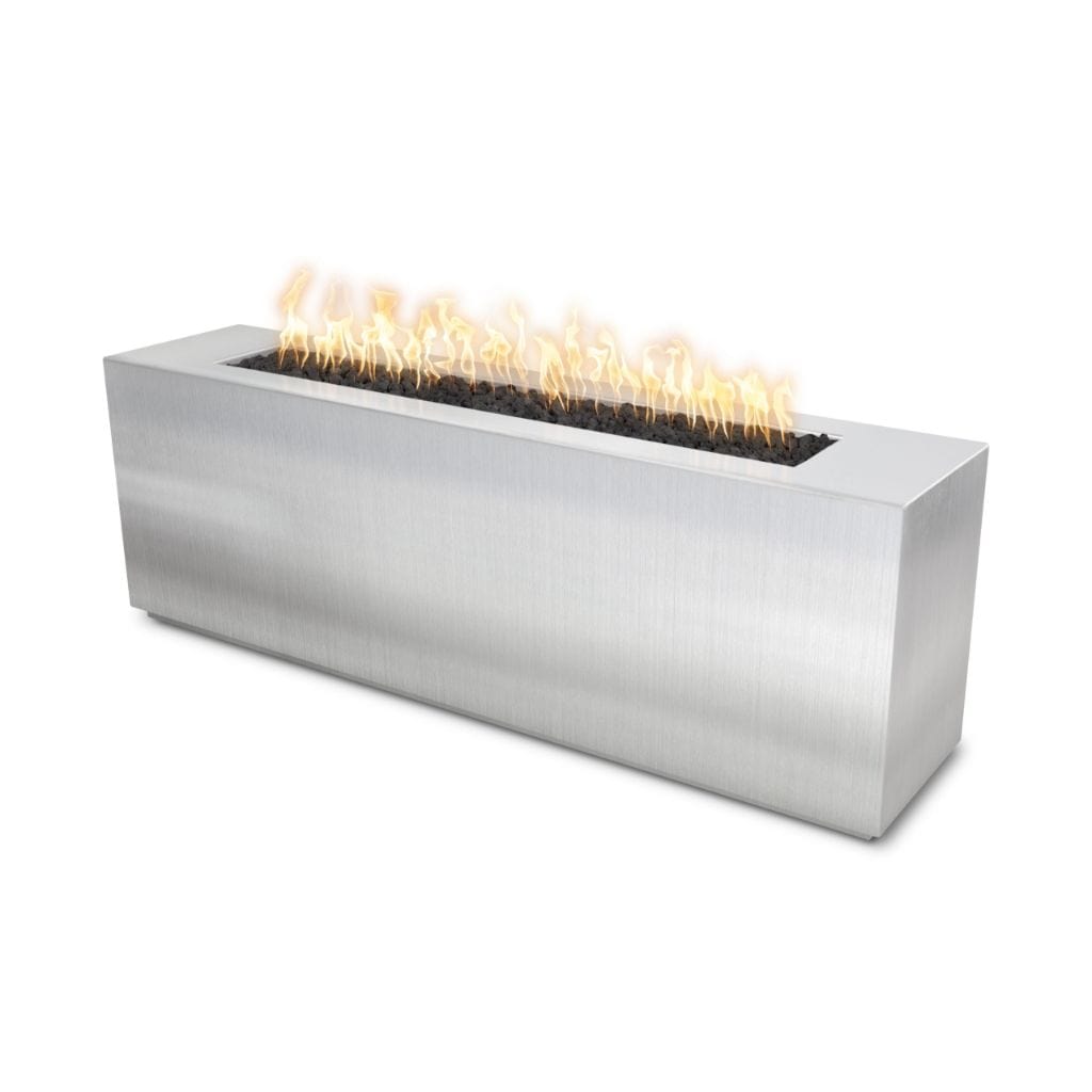 The Outdoor Plus 72" Carmen Copper & Corten Steel & Stainless Steel Rectangle Fire Pit - 16" tall