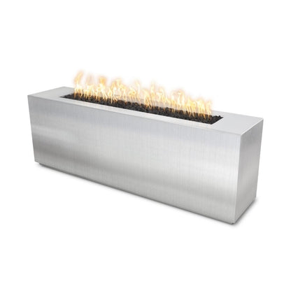 The Outdoor Plus 72" Carmen Copper & Corten Steel & Stainless Steel Rectangle Fire Pit - 16" tall