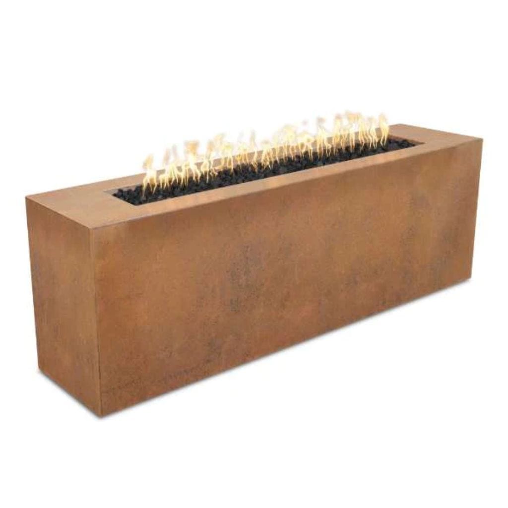 The Outdoor Plus 72" Carmen Copper & Corten Steel & Stainless Steel Rectangle Fire Pit - 24" tall