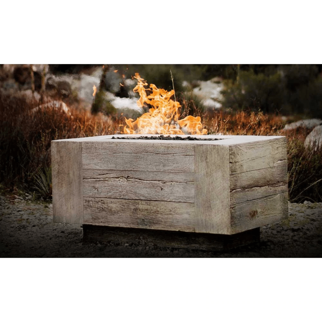 The Outdoor Plus 72" Catalina GFRC Wood Grain Concrete Rectangle Gas Fire Pit