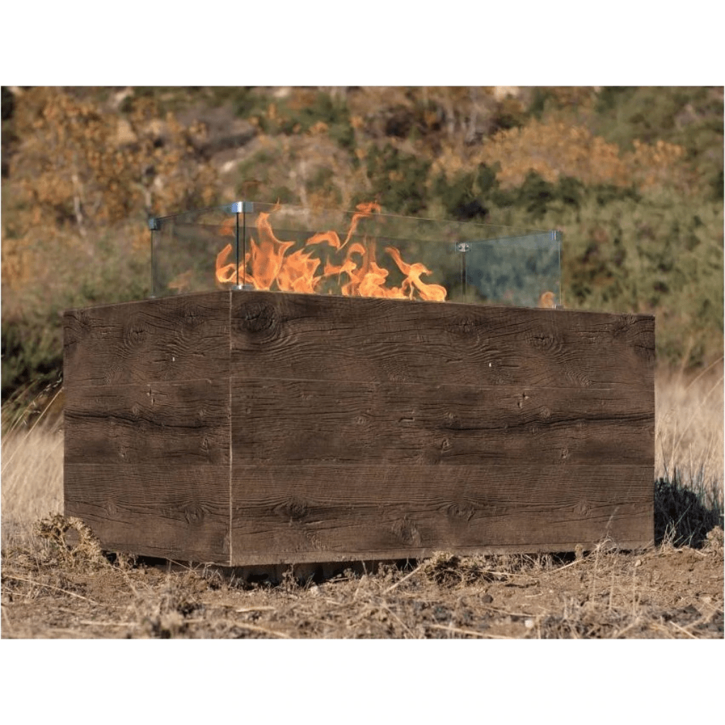 The Outdoor Plus 72" Catalina GFRC Wood Grain Concrete Rectangle Gas Fire Pit