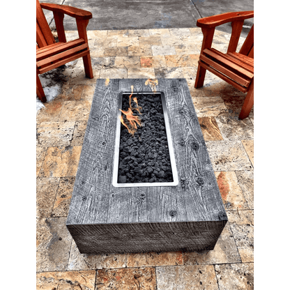 The Outdoor Plus 72" Coronado GFRC Wood Grain Concrete Rectangle Gas Fire Pit