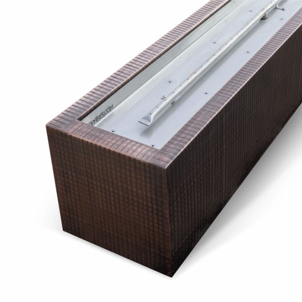 The Outdoor Plus 72" Eaves Copper & Corten Steel & Stainless Steel Rectangle Fire Pit