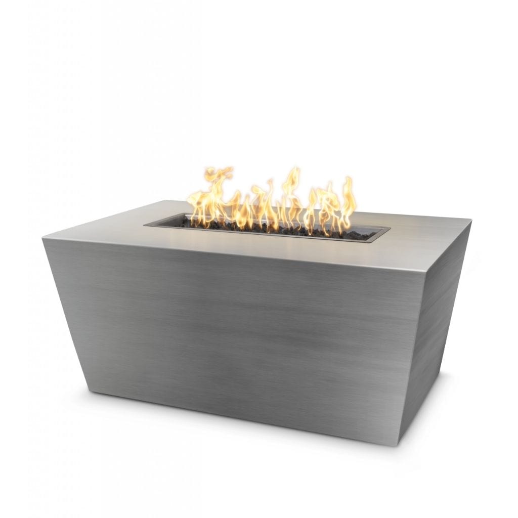 The Outdoor Plus 72" Mesa Copper & Corten Steel & Stainless Steel Rectangle Fire Pit Table