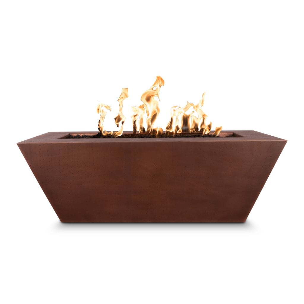 The Outdoor Plus 72" Mesa Copper & Corten Steel & Stainless Steel Rectangle Fire Pit Table