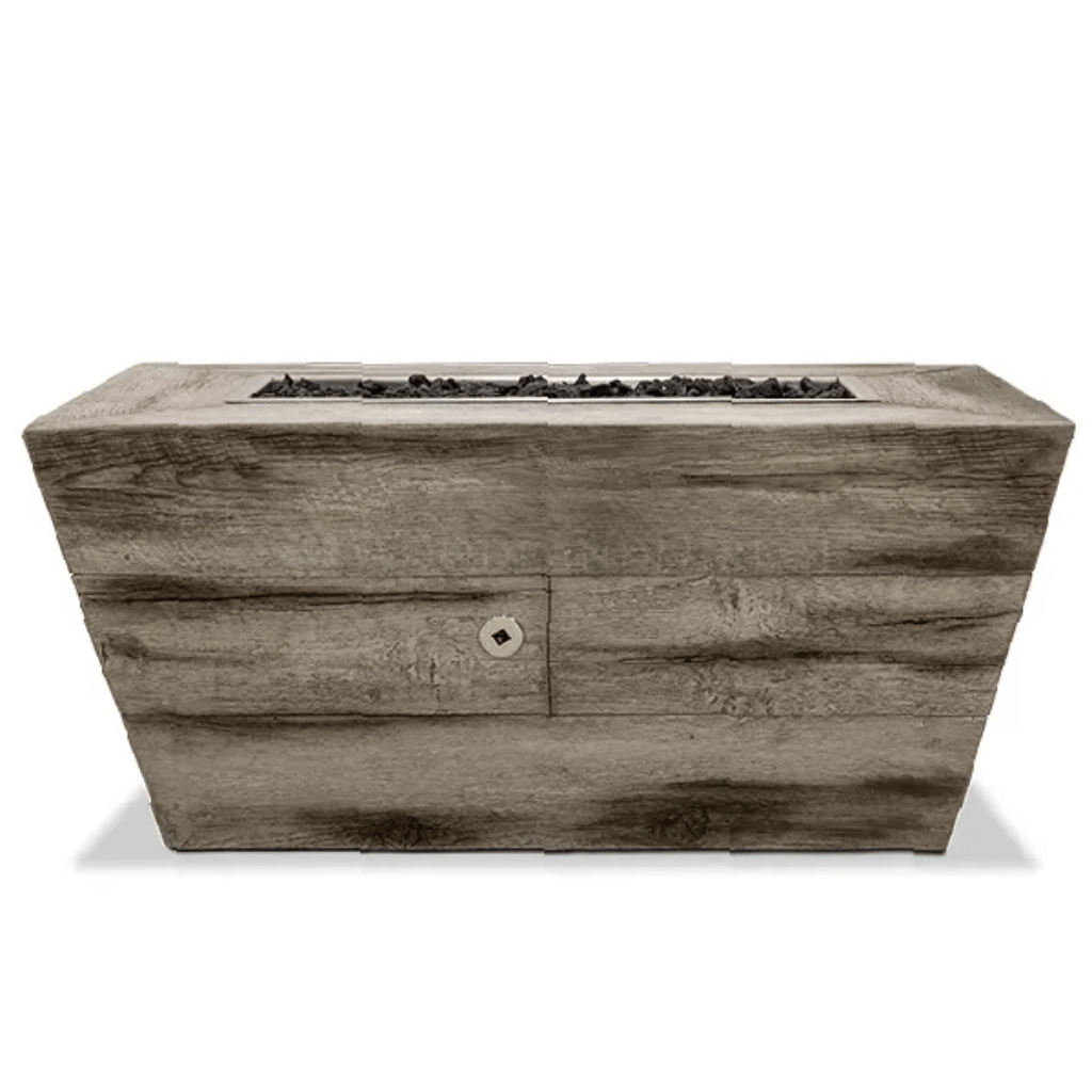 The Outdoor Plus 72" Plymouth GFRC Wood Grain Concrete Rectangle Gas Fire Pit - 24" tall