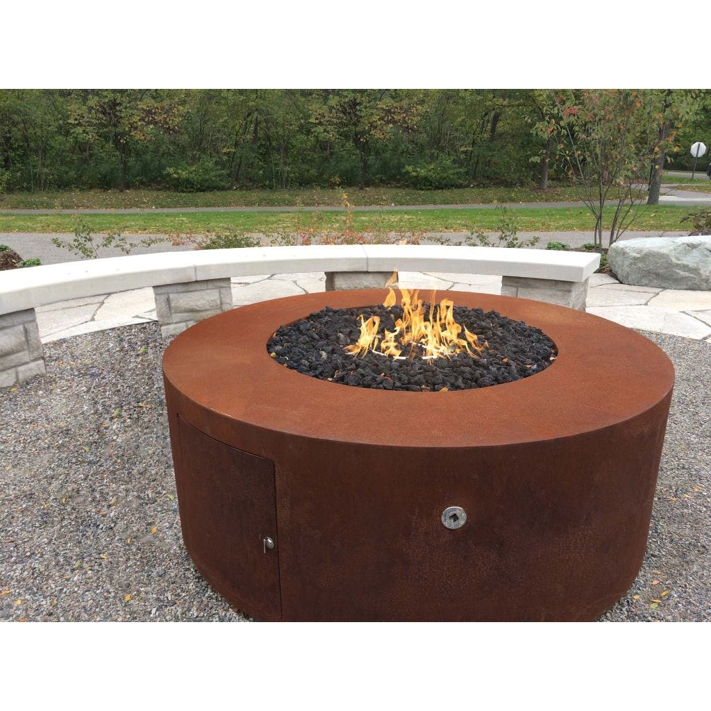 The Outdoor Plus 72" Unity Copper & Corten Steel & Stainless Steel Round Fire Pit - 18" Tall