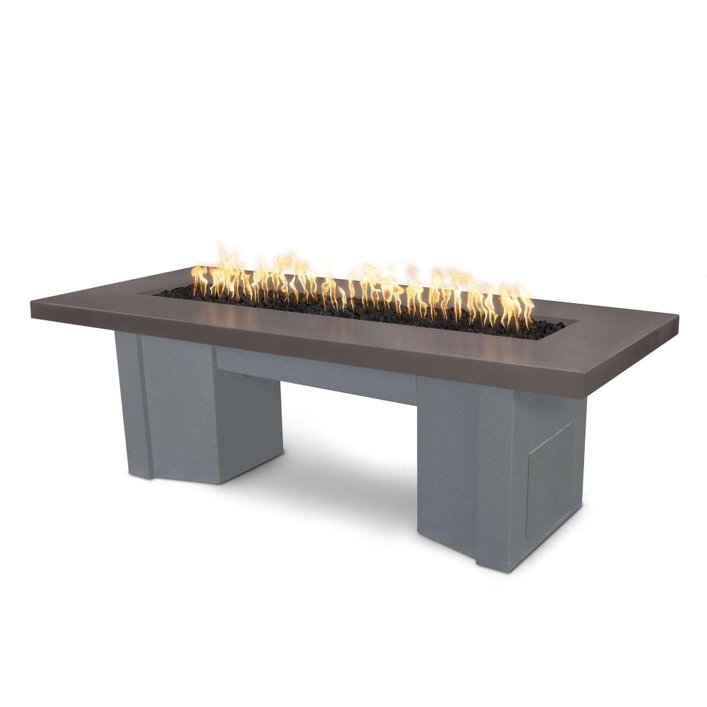 The Outdoor Plus 78" Alameda GFRC Smooth Concrete Top Rectangle Liquid Propane Fire Pit Table - Match Lit