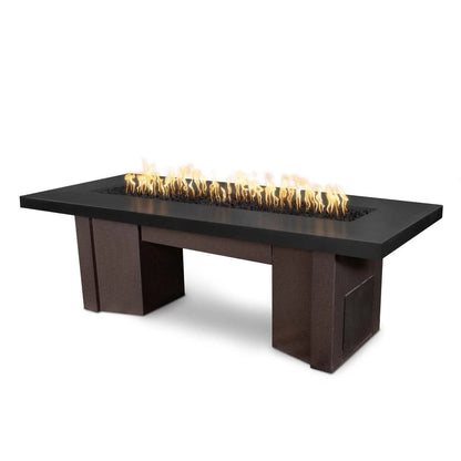 The Outdoor Plus 78" Alameda GFRC Smooth Concrete Top Rectangle Liquid Propane Fire Pit Table - Match Lit