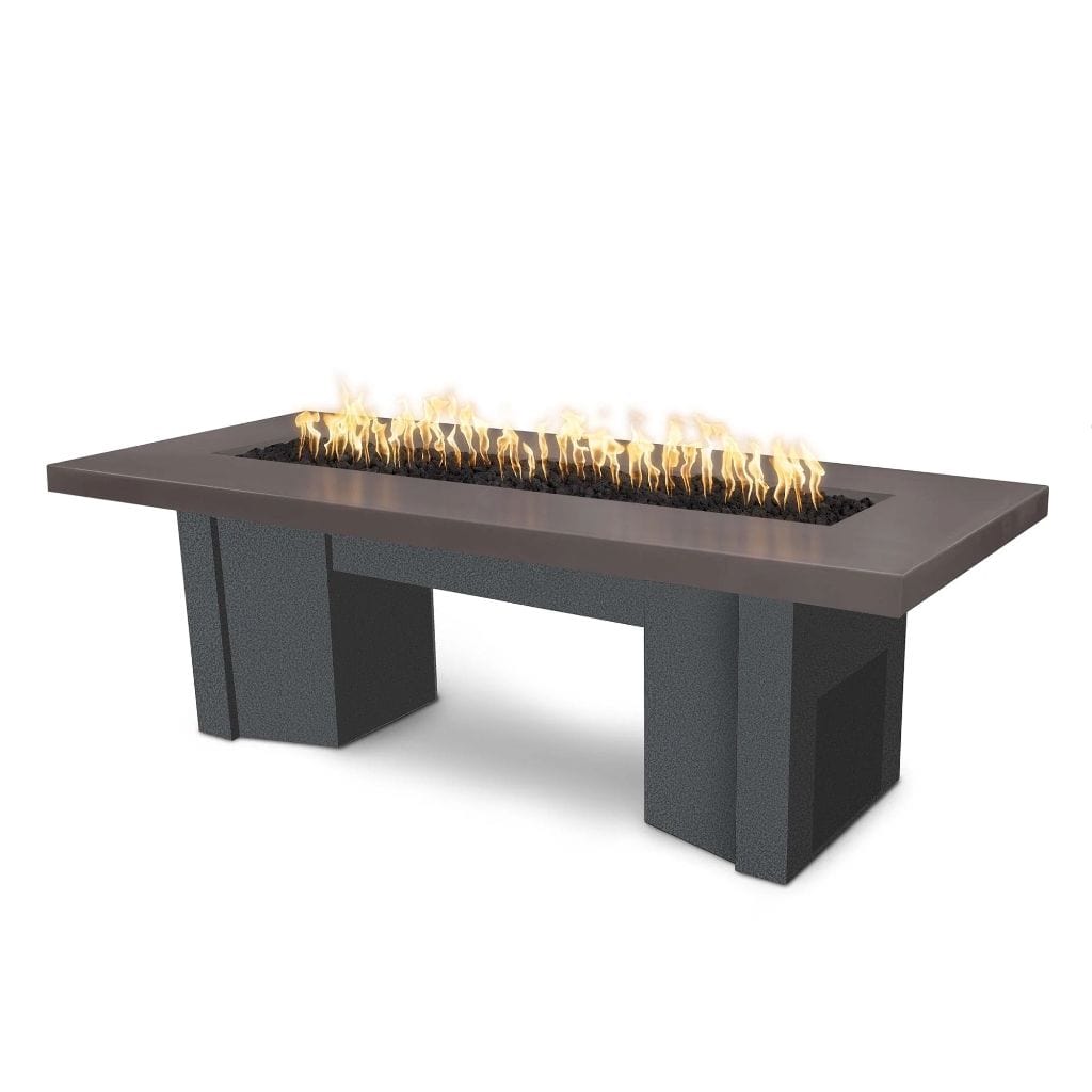 The Outdoor Plus 78" Alameda GFRC Smooth Concrete Top Rectangle Liquid Propane Fire Pit Table - Match Lit