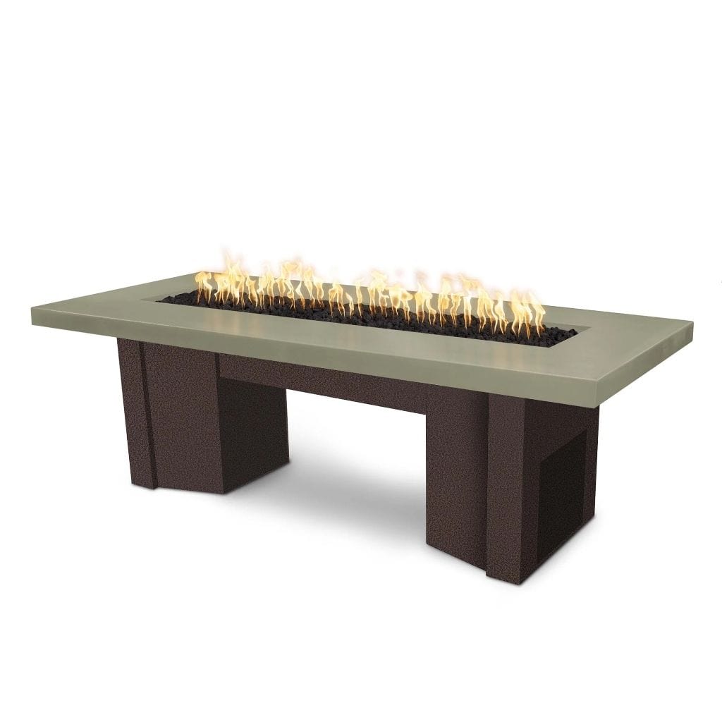 The Outdoor Plus 78" Alameda GFRC Smooth Concrete Top Rectangle Liquid Propane Fire Pit Table - Match Lit