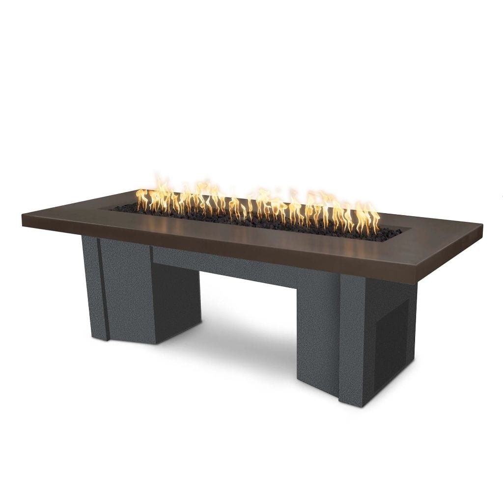 The Outdoor Plus 78" Alameda GFRC Smooth Concrete Top Rectangle Natural Gas Fire Pit Table - 12V Electronic