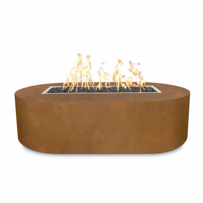 The Outdoor Plus 84" Bispo Copper & Corten Steel & Stainless Steel Rectangle Fire Pit