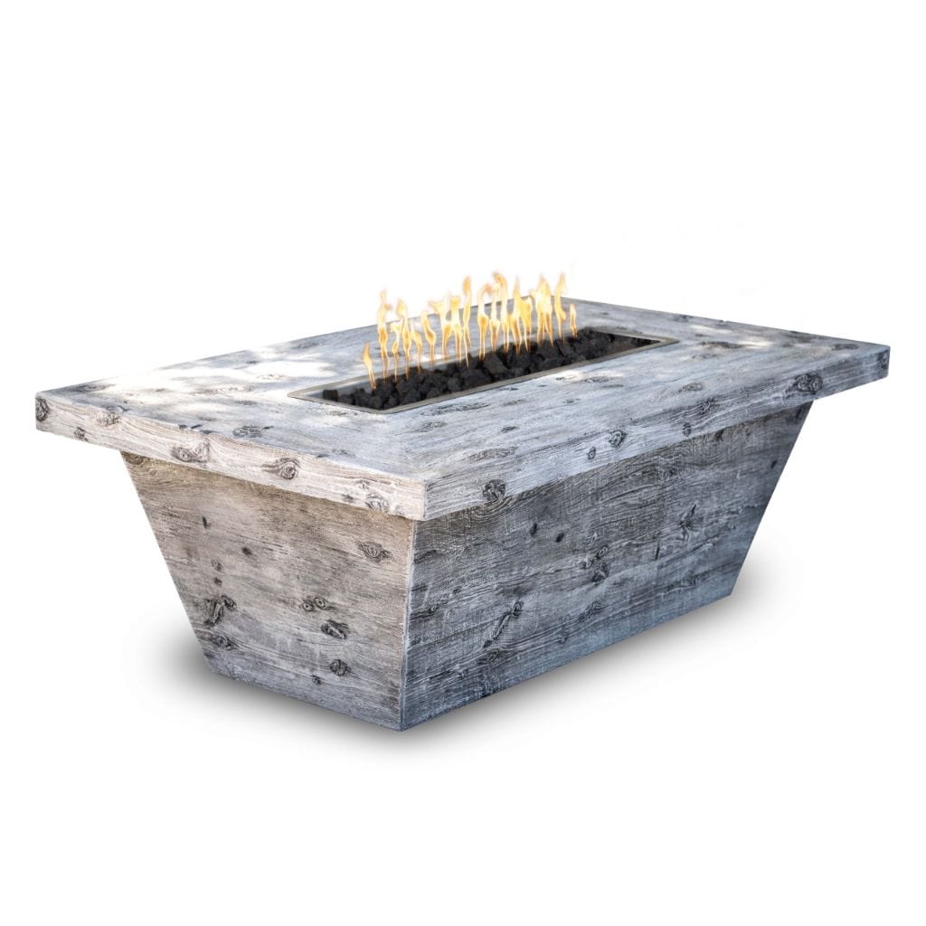 The Outdoor Plus 84" Carson GFRC Wood Grain Concrete Rectangle Gas Fire Pit - 24" tall