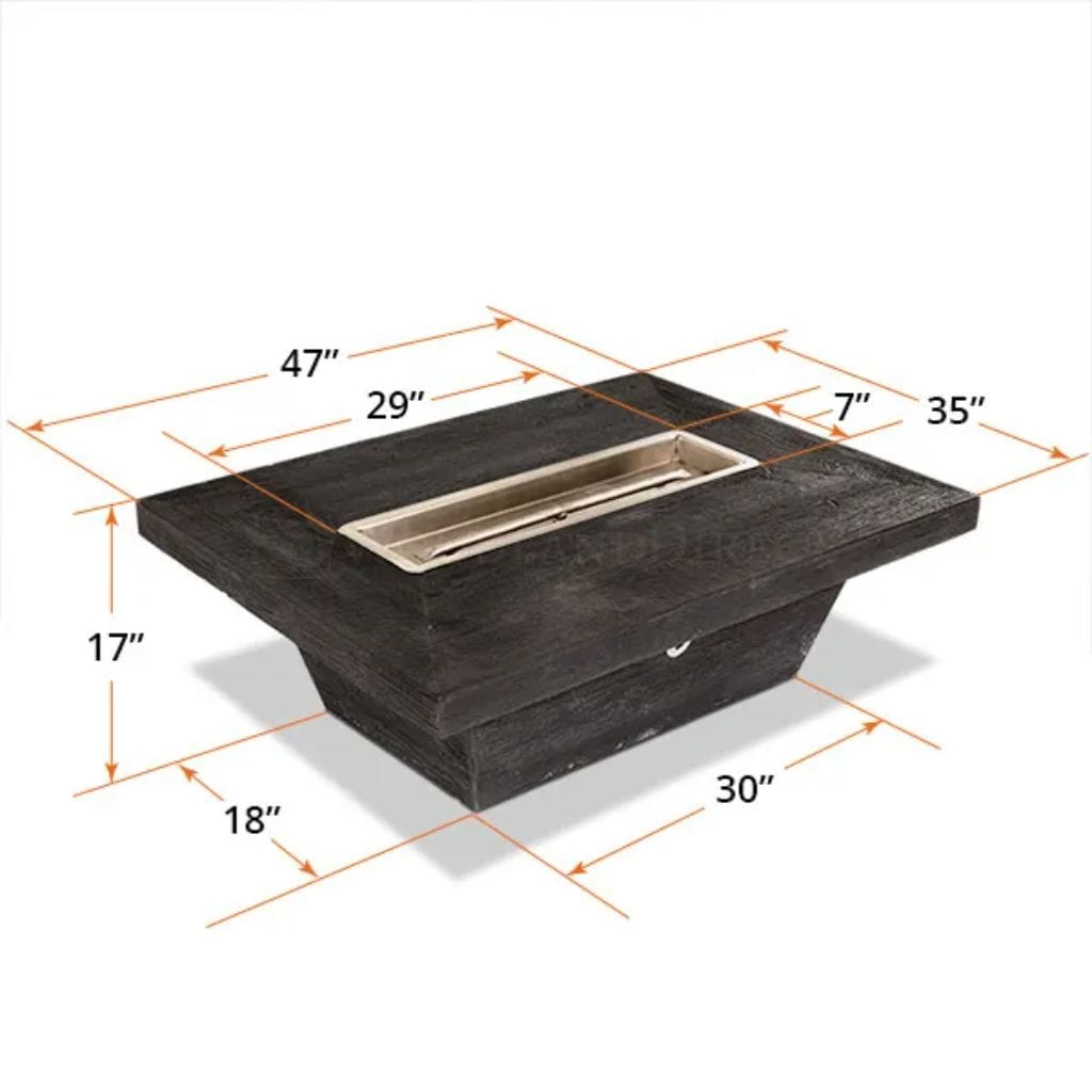 The Outdoor Plus 84" Carson GFRC Wood Grain Concrete Rectangle Gas Fire Pit Table - 16" tall