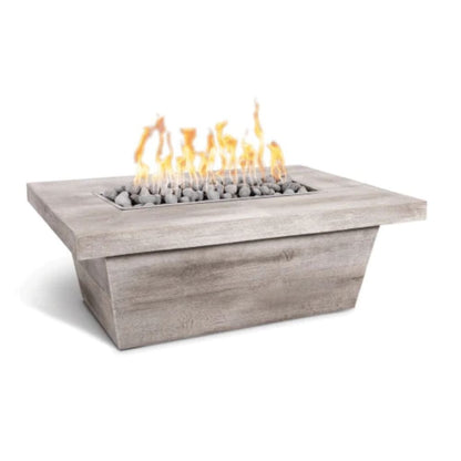 The Outdoor Plus 84" Carson GFRC Wood Grain Concrete Rectangle Gas Fire Pit Table - 16" tall