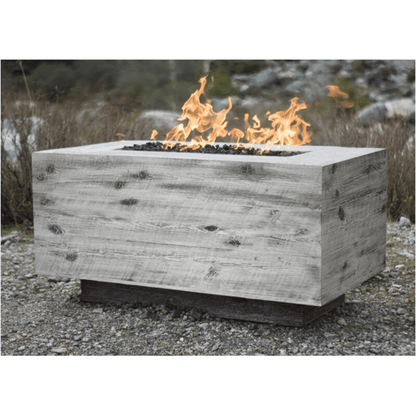 The Outdoor Plus 84" Catalina GFRC Wood Grain Concrete Rectangle Gas Fire Pit