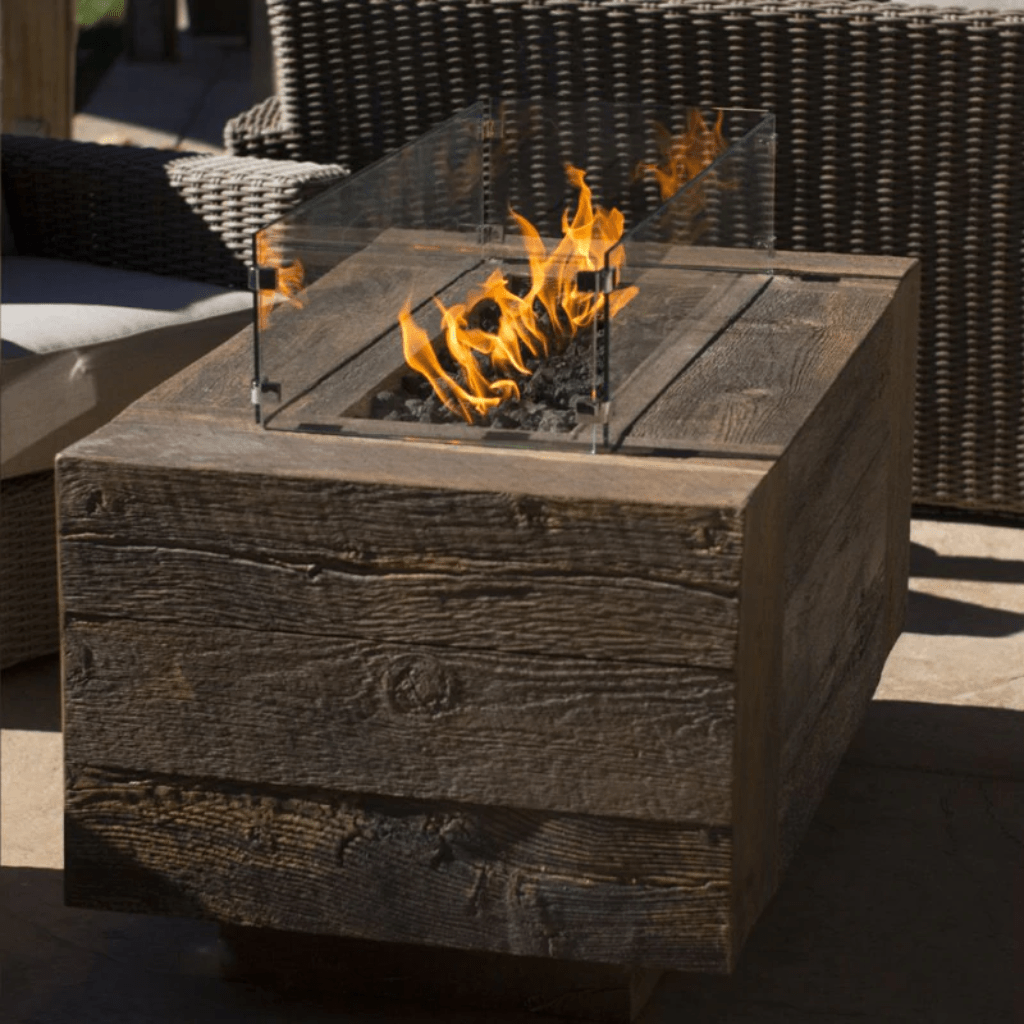 The Outdoor Plus 84" Catalina GFRC Wood Grain Concrete Rectangle Gas Fire Pit