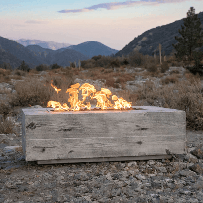 The Outdoor Plus 84" Coronado GFRC Wood Grain Concrete Rectangle Gas Fire Pit