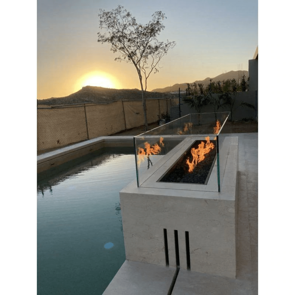 The Outdoor Plus 90" Cabo Linear GFRC Concrete Rectangle Liquid Propane Fire Pit