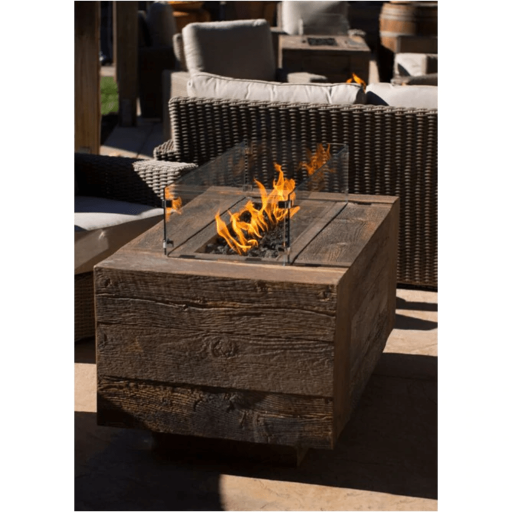 The Outdoor Plus 96" Catalina GFRC Wood Grain Concrete Rectangle Gas Fire Pit