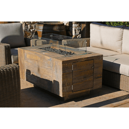 The Outdoor Plus 96" Catalina GFRC Wood Grain Concrete Rectangle Gas Fire Pit