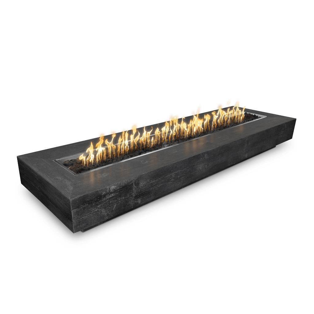 The Outdoor Plus 96" Coronado GFRC Wood Grain Concrete Rectangle Gas Fire Pit