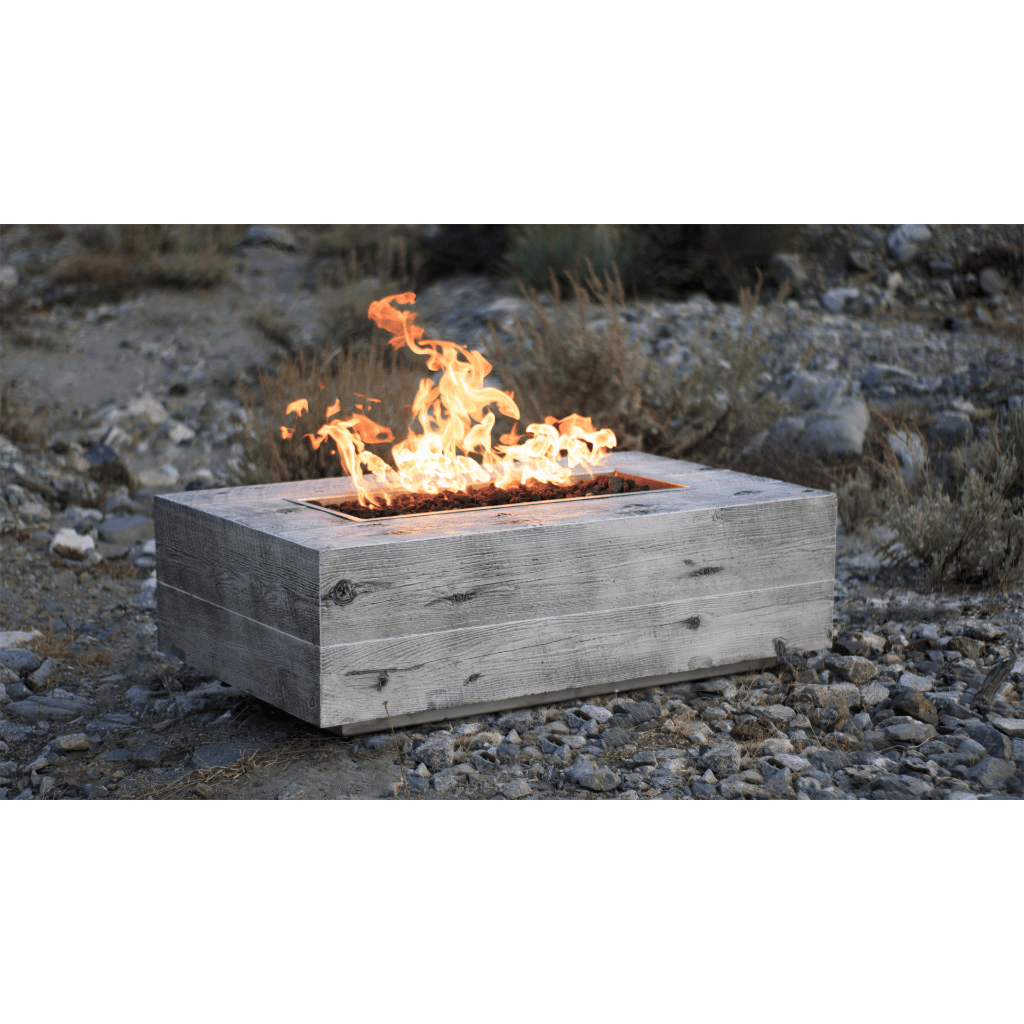 The Outdoor Plus 96" Coronado GFRC Wood Grain Concrete Rectangle Gas Fire Pit