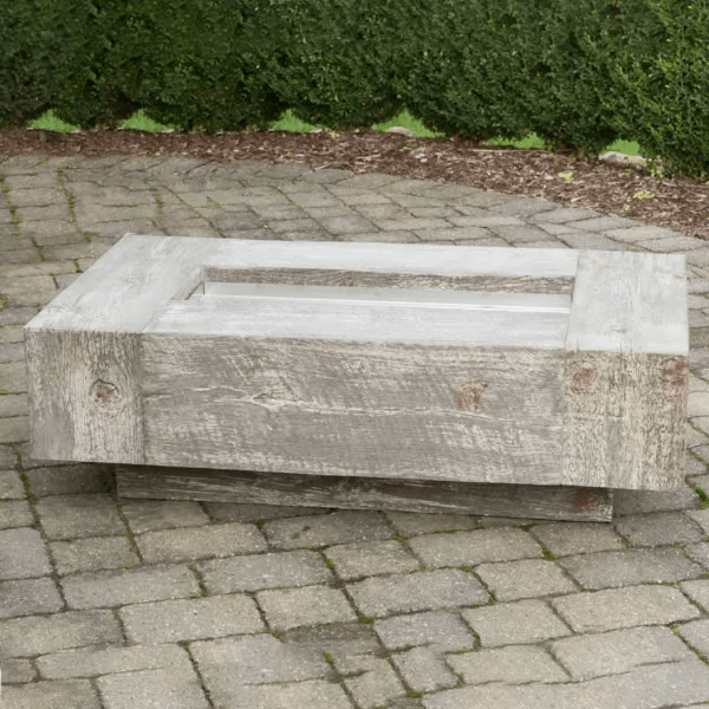 The Outdoor Plus 96" Coronado GFRC Wood Grain Concrete Rectangle Gas Fire Pit