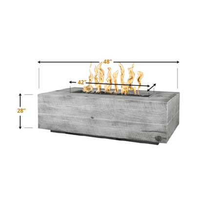 The Outdoor Plus 96" Coronado GFRC Wood Grain Concrete Rectangle Gas Fire Pit