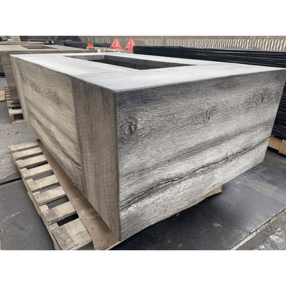 The Outdoor Plus 96" Coronado GFRC Wood Grain Concrete Rectangle Gas Fire Pit