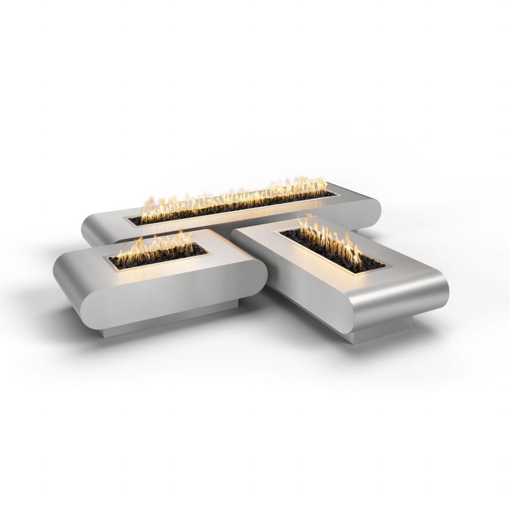 The Outdoor Plus 96" La Jolla Copper & Corten Steel & Stainless Steel Rectangle Fire Pit