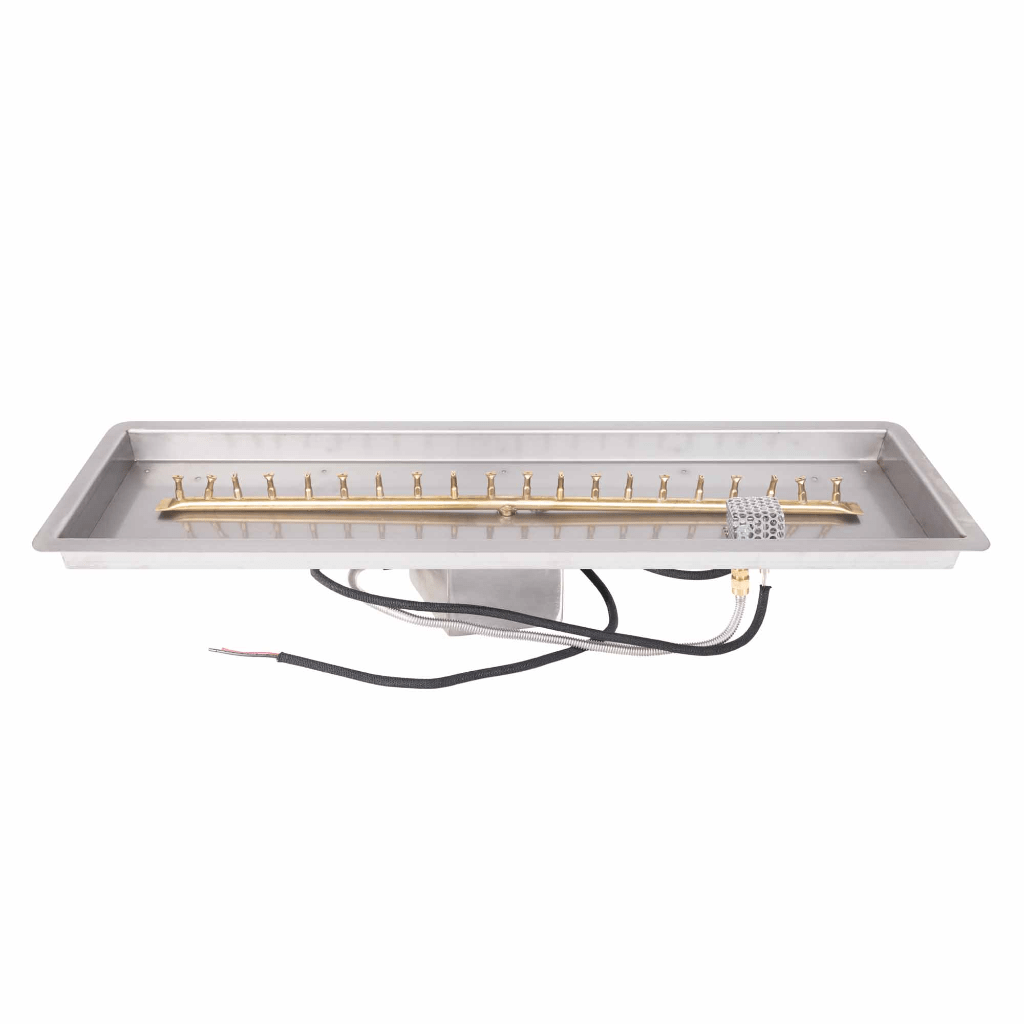 The Outdoor Plus Rectangular Drop-in Pan With Brass Linear Bullet Burner