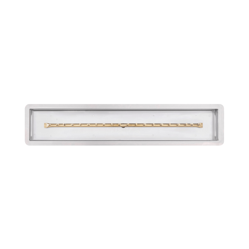 The Outdoor Plus Rectangular Drop-in Pan With Brass Linear Bullet Burner